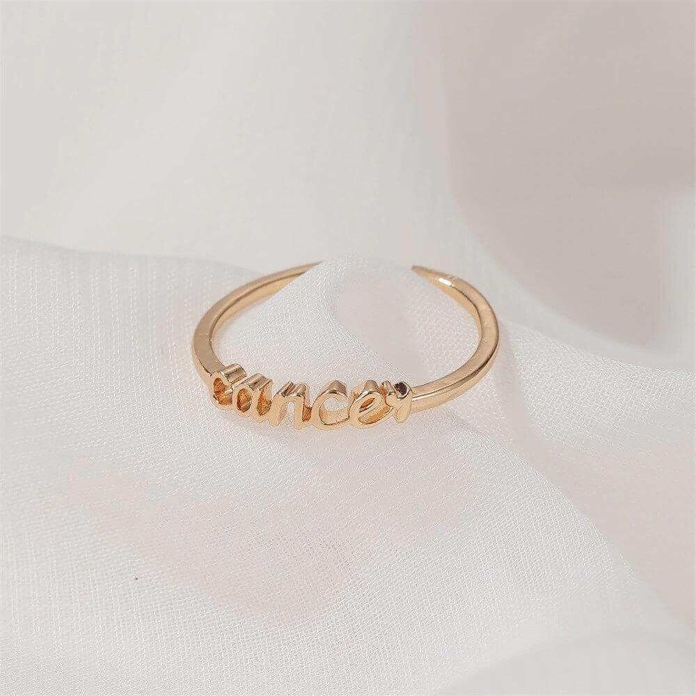 Zodiac Sign Minimalist Boho Text Astrology Ring - Picture 14 of 16